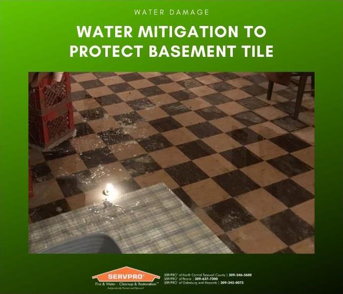 Tile floor wet from water damage